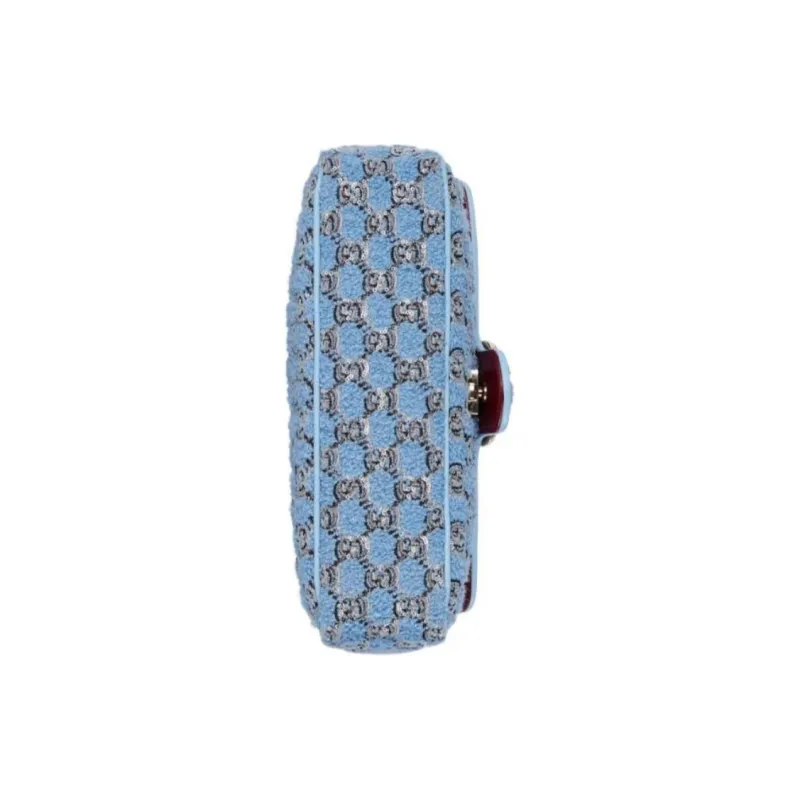 GUCCI GG Marmont Tweed Crossbody Bag, Shoulder Bag Trumpets Women's Blue-4