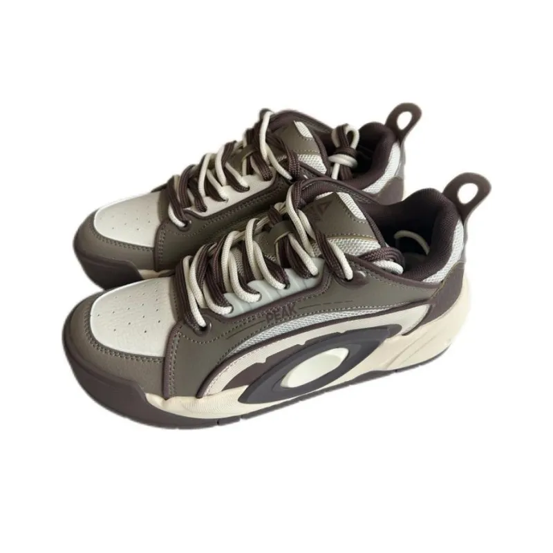 PEAK Classic Heritage Skateboard Shoes Women's Low Top Brown, Beige-2