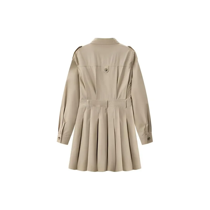 KUHNMARVIN Long Sleeved Dress Women's Khaki Green-1