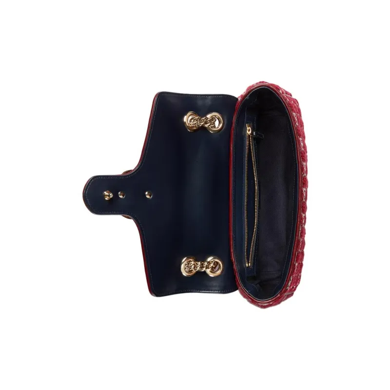 GUCCI Tweed Shoulder Bag Trumpets Women's Red-5