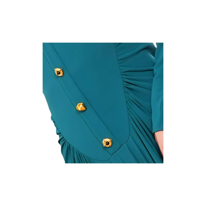 BESIONIA FW24 Long Sleeved Dresses Women's Peacock Blue-6
