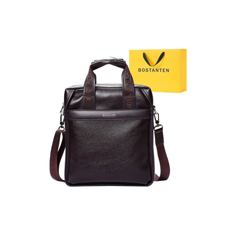 BOSTANTEN Leather One Shoulder Handbag Regular Men's Black/Coffee-4