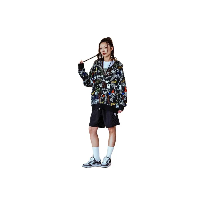 Bape Hand Draw Pattern Shark Zip Hoodie-2