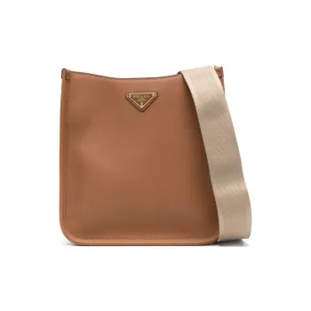PRADA Calfskin Shoulder Bag, Crossbody Bag Women's Brown