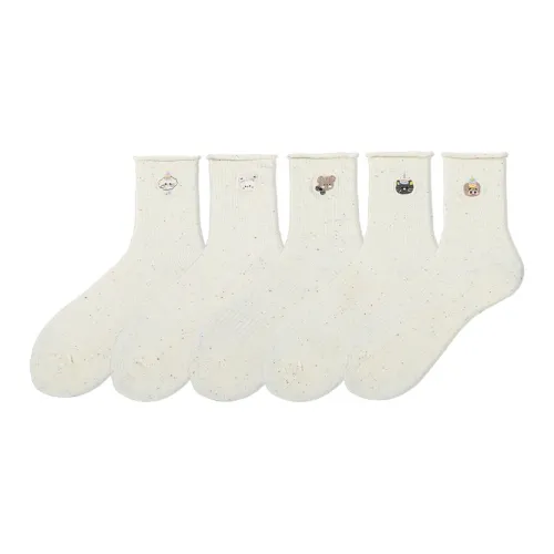 COTTON CHEESE Mid Calf Socks Unisex 5 Pack