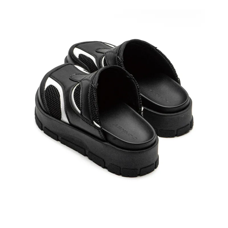Mule Donkey Abrasion Resistant Quiet Slide Slippers Unisex Black-3