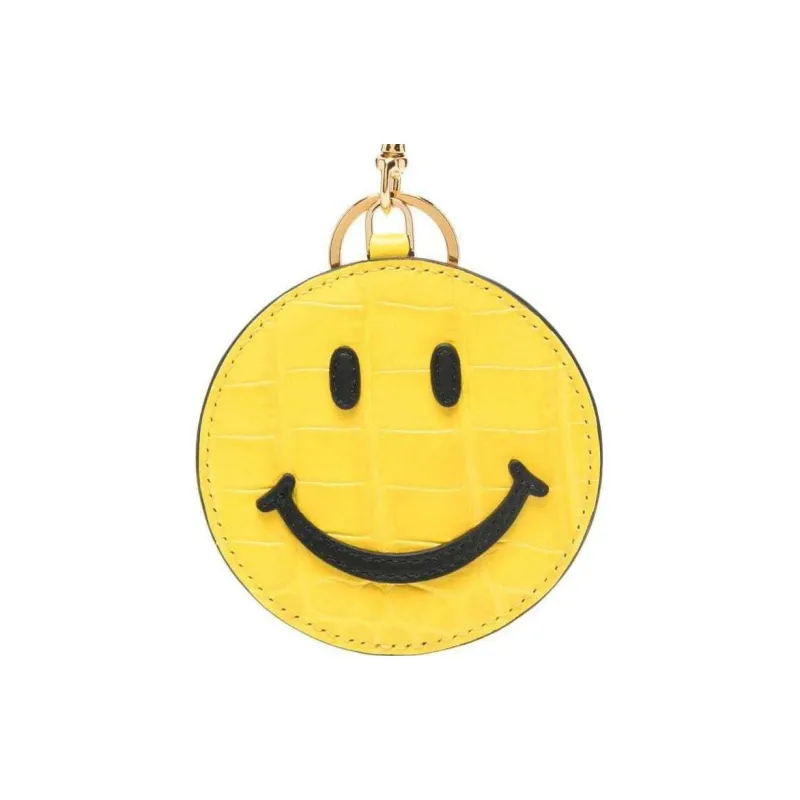 MOSCHINO Smiley-face Leather Keychain-2