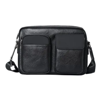 DOSRFINI Cow Leather Shoulder Bag For Commute Crossbody Bag Regular Men's Black
