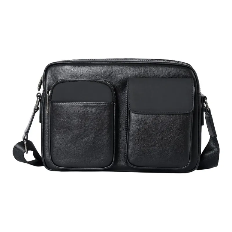 DOSRFINI Cow Leather Shoulder Bag For Commute Crossbody Bag Regular Men's Black-0