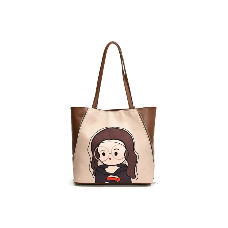 BRINCH PU Tote Bag Shopping Bag Crossbody Bag Shoulder Bag Women's Coffee Beauty/Brown/Black-0