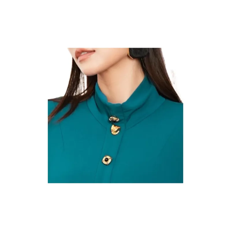 BESIONIA FW24 Long Sleeved Dresses Women's Peacock Blue-5