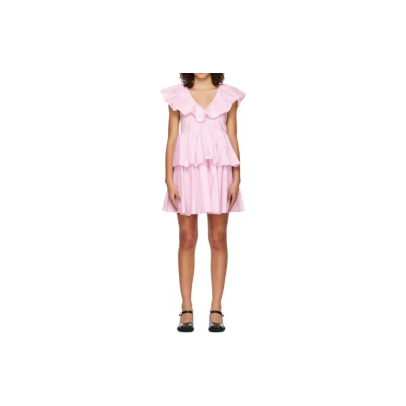 GANNI Short Sleeved Dress Women's Pink-1