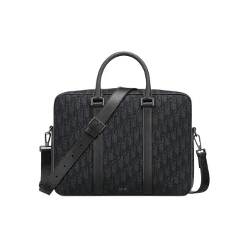 DIOR Cotton One Shoulder Crossbody Portable Briefcase Men's Black