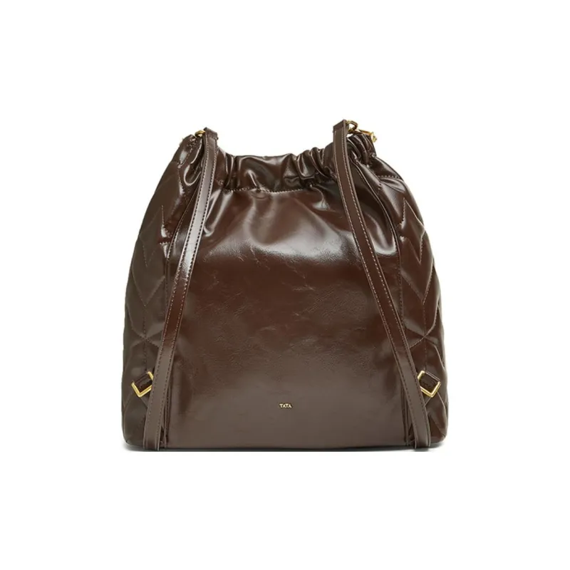 Tata Artificial Leather Backpack Women's Black/Coffee Red-7
