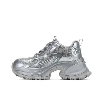 GG CC Chunky Sneakers Women's Low Top Silver