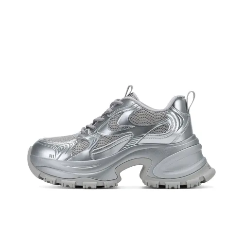 GG CC Chunky Sneakers Women's Low Top Silver