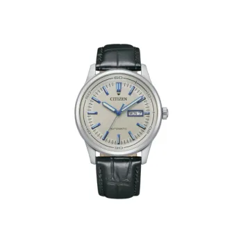 CITIZEN Mechanical Watch Series Automatic Mechanical Movement Cow Leather Strap Watch Men's Watches Gray Dial