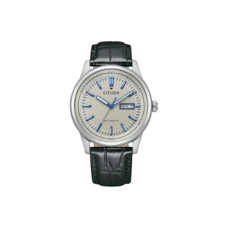 CITIZEN Mechanical Watch Series Automatic Mechanical Movement Cow Leather Strap Watch Men's Watches Gray Dial-0