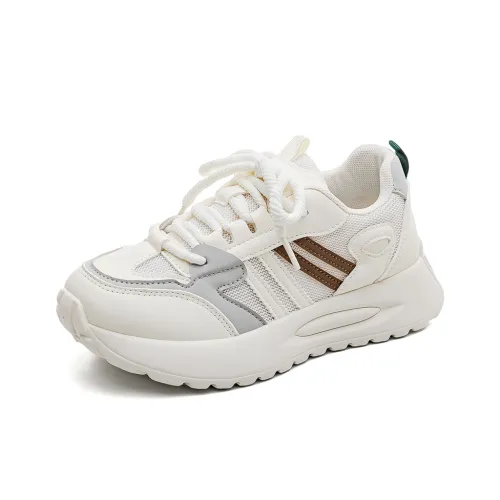 HUANQIU Anti Slip Wear Resistant Low Top Casual Shoes Women's Beige Brown