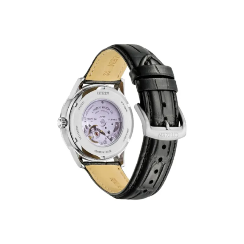 CITIZEN Mechanical Watch Series Automatic Mechanical Movement Cow Leather Strap Watch Men's Watches Gray Dial-1