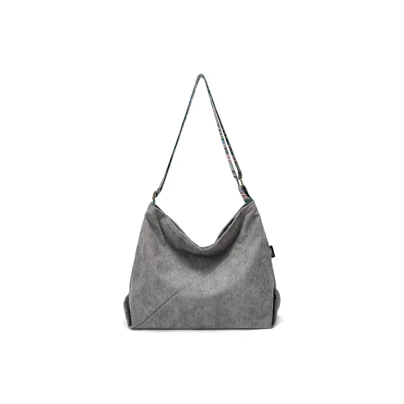 ST&SAT Fabric Shoulder Bag, Crossbody Bag, Tote Bag Large Size Women's Brown/Gray-10