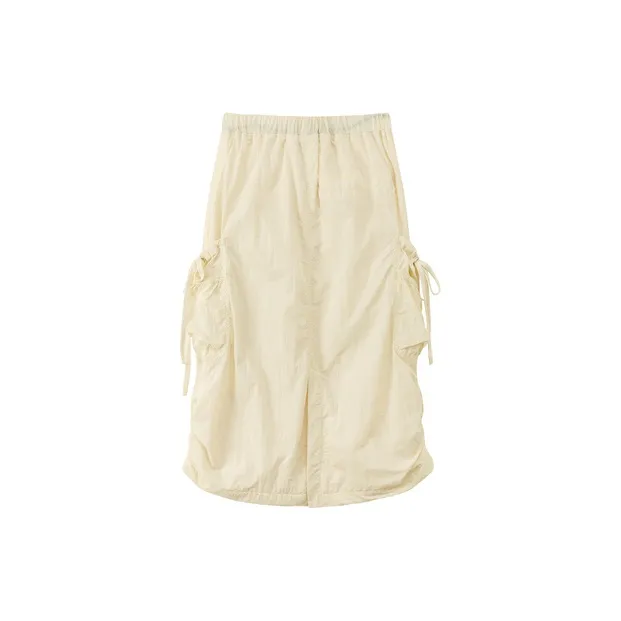 CHUU Casual Long Skirts Women's White Apricot-1