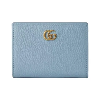 GUCCI GG Leather Wallet Women's Light Blue
