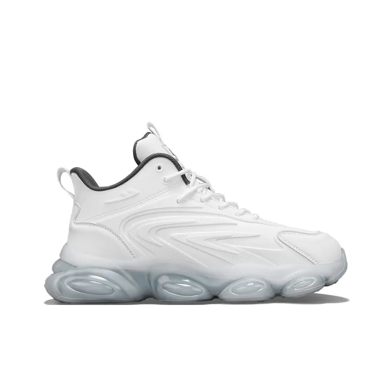 Warrior Anti Slip And Wear Resistant Lightweight Height Increasing Coverage Low Top Running Shoes Men's White Gray-1