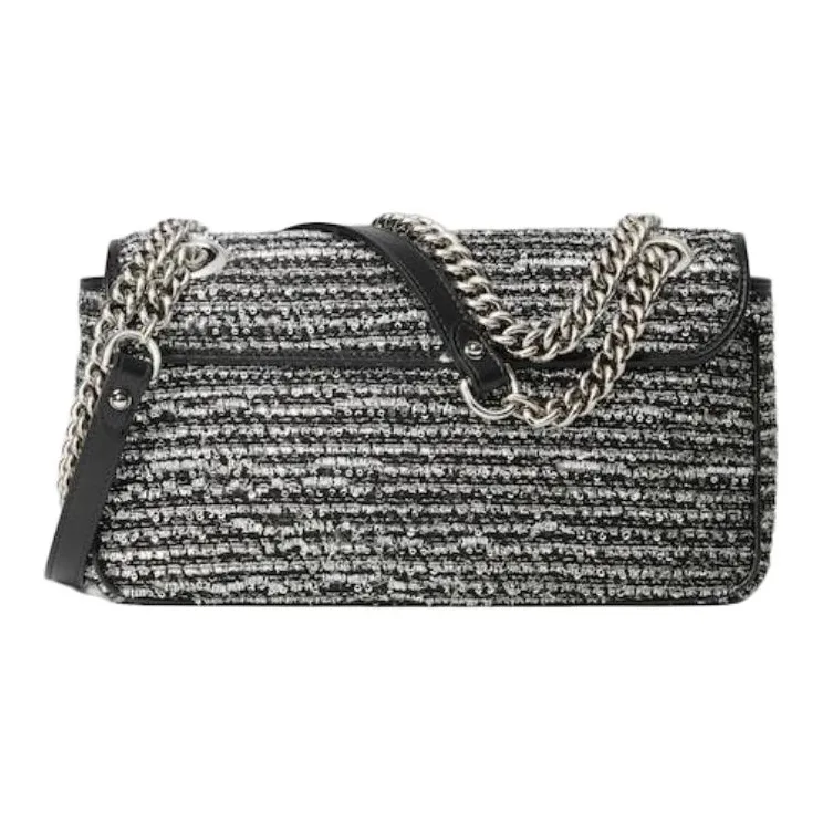 GUCCI GG Marmont Woolen Envelope Bag Handbag Shoulder Bag Small Size Women's Black-3