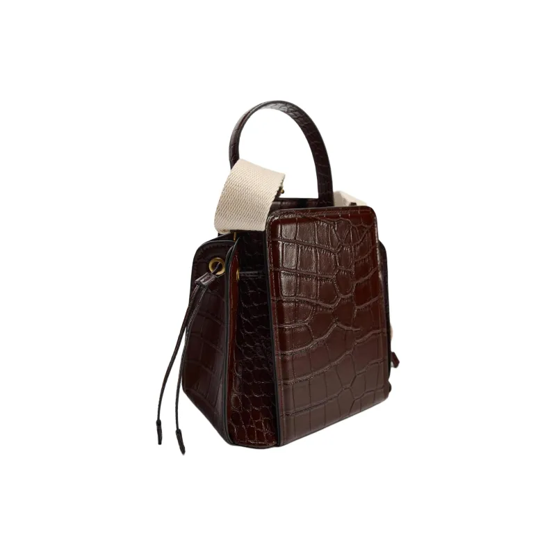 ZARA Polyurethane Bucket Bags Shoulder Bag Crossbody Bag Handbag Mini Women's Dark Brown-3