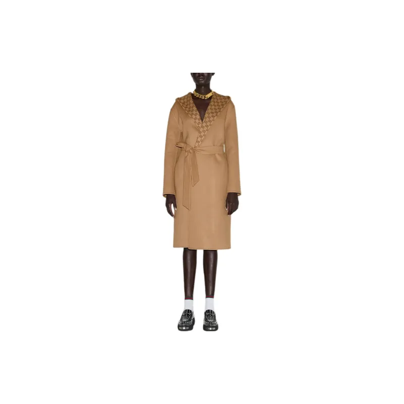 GUCCI Silk Wool Blend Coat 'Camel/Brown'-2