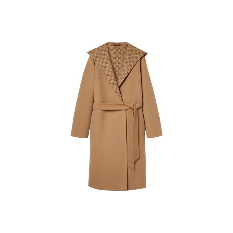 GUCCI Silk Wool Blend Coat 'Camel/Brown'-1