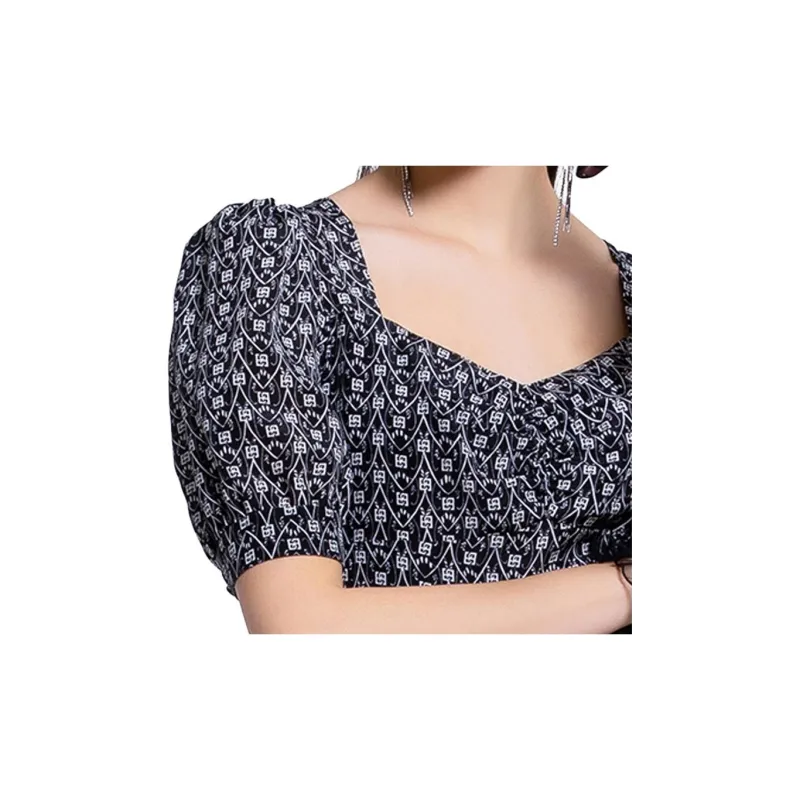 BESIONIA SS22 Short Sleeved Dress Women's Black Pattern-5