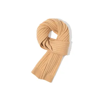 Shanghai Story 100% Sheep Wool Knit Scarves Women's Camel/Blue