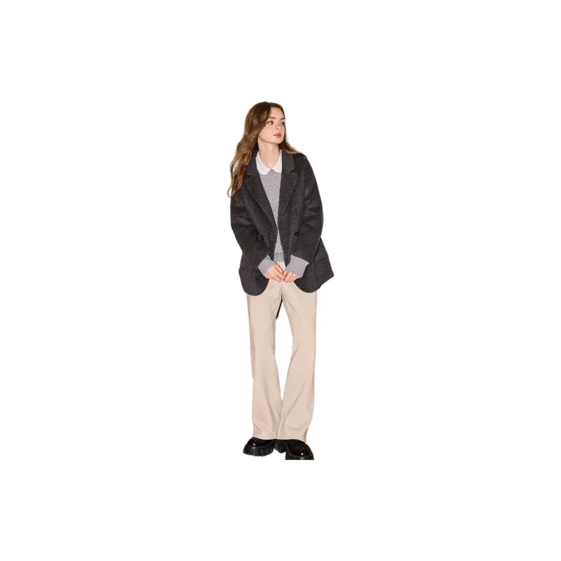 KUHNMARVIN FW24 Velvet feel Coat Women's Ink Wash Gray-3
