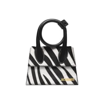 Jacquemus Horsehair Shoulder Bag Crossbody Bag Handbag Mini Women's Black & White
