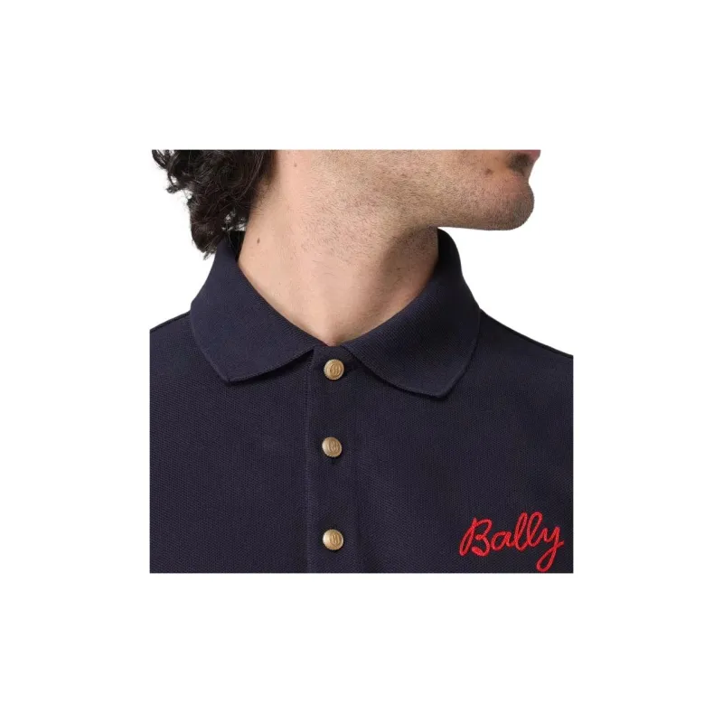 BALLY Logo Embroidered Short Sleeved Polo Shirt-5