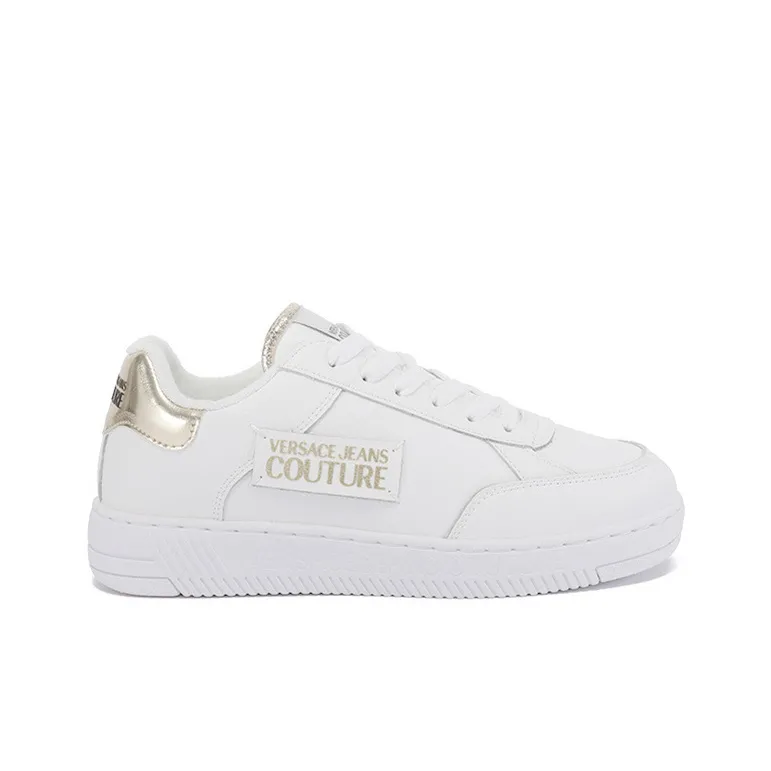 VERSACE JEANS COUTURE Skateboard Shoes Women's White Gold Heel Tab-1