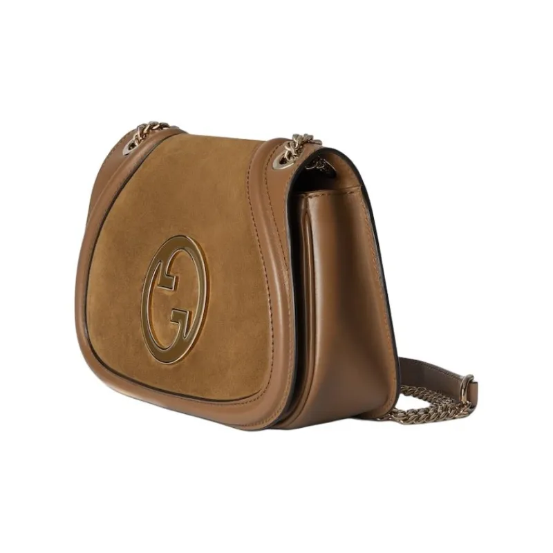 GUCCI Blondie Suede Shoulder Bag Crossbody Bag Small Size Women's Light Brown-2