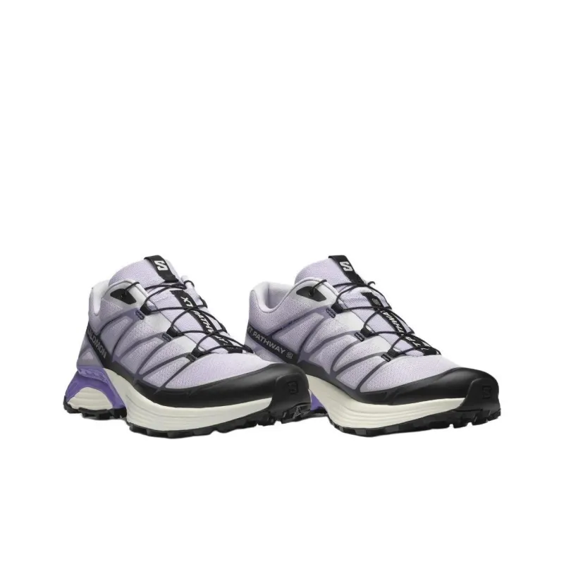 SALOMON XT Pathway Shock Absorbers With Slip Resistant Features Low Top Running Shoes Unisex Purple Silver-1