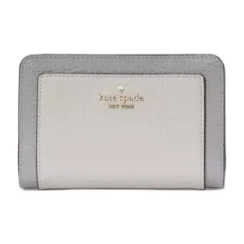 Kate Spade Litchi Grain Leather Wallet Medium Size Women's Gray