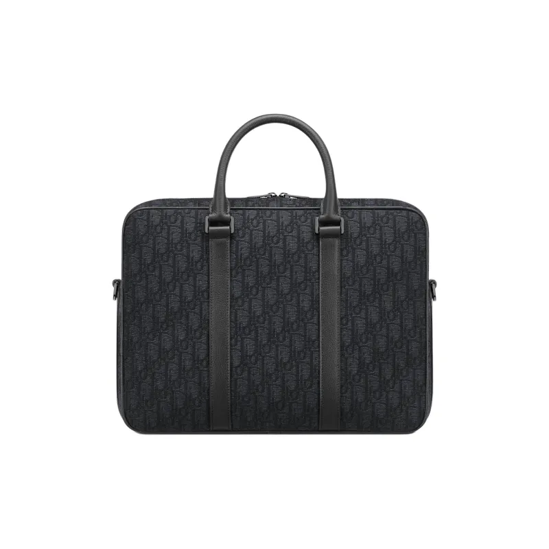 DIOR Cotton One Shoulder Crossbody Portable Briefcase Men's Black-1