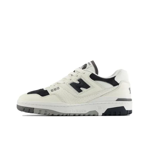 New Balance NB 550 Anti Slip Wear Resistant Low Top Casual Shoes Unisex White Black