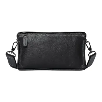 DOSRFINI Cow Leather Crossbody Bag Shoulder Bag Handheld Small Square Bag Regular Men's Black