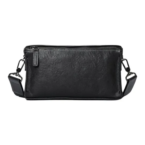 DOSRFINI Cow Leather Crossbody Bag Shoulder Bag Handheld Small Square Bag Regular Men's Black