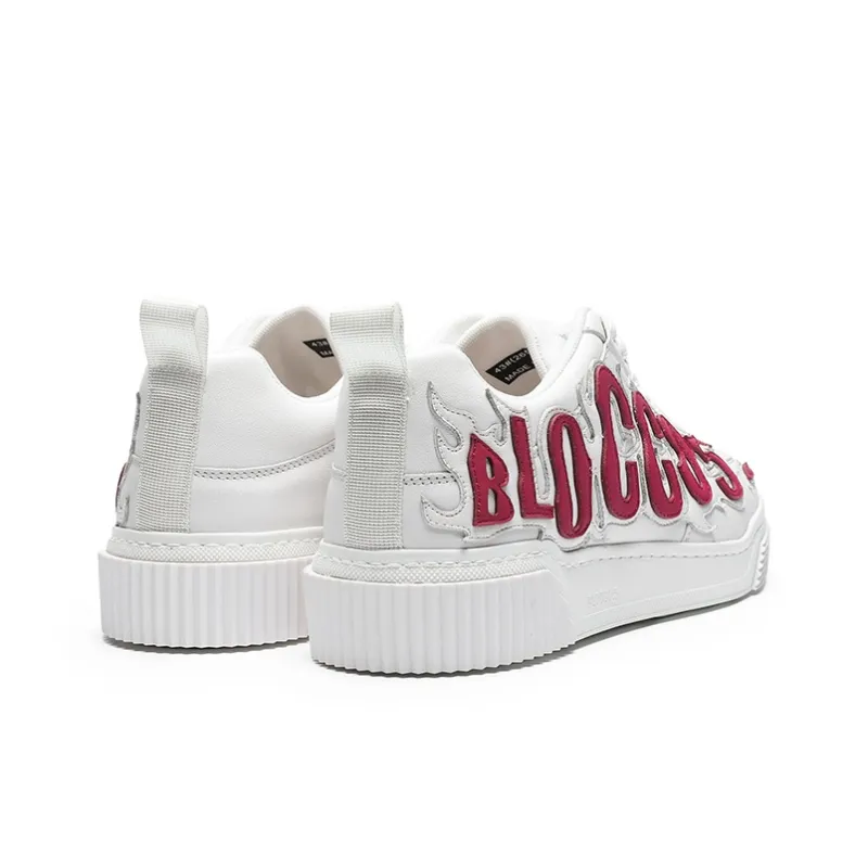 BLOCCO5 Letter Shoes Stylish Skateboarding Shoes Unisex Red White-2