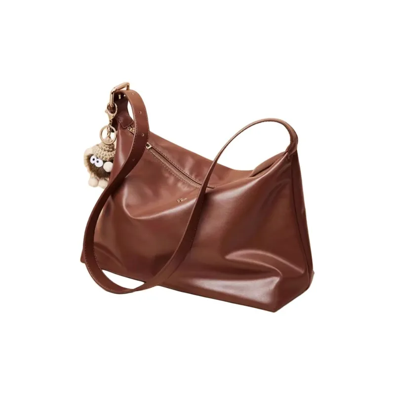 JOSINY PU Tote Bag Shopping Bag Handbag Shoulder Bag Medium Size Women's Premium Brown/Black-2