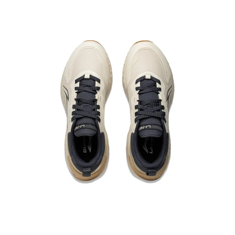 LiNing Cloud Shield Anti Slip Wear Resistant Low Top Casual Running Shoes Men's Beige Blue-3