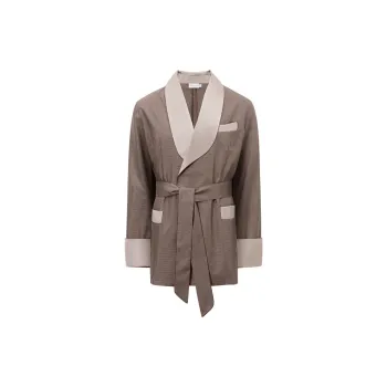 MANITO Bathrobes Unisex Embossed Chestnut Brown