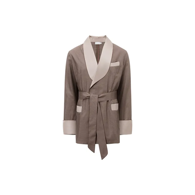 MANITO Bathrobes Unisex Embossed Chestnut Brown-0